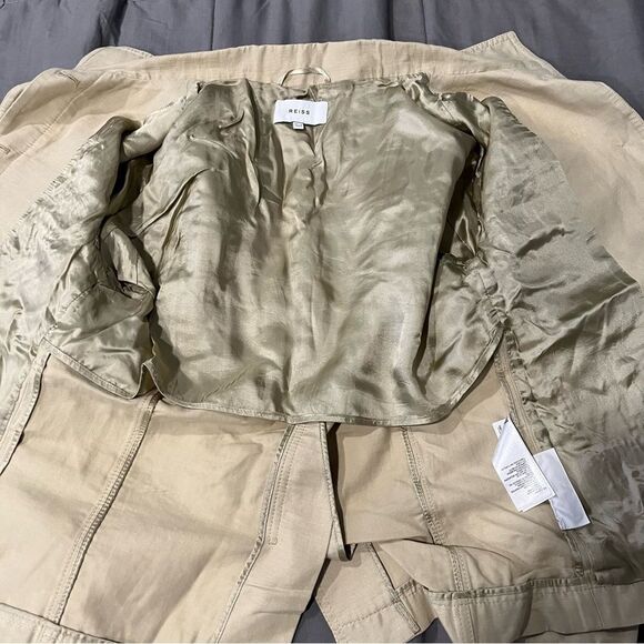REISS Eden Khaki Green Cotton-Blend Utility Jacket Size 2 - Picture 11 of 13